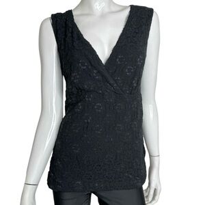 🤑‎ 4/$24 Semantics Lace V-Neck Sleeveless Black Tank Top